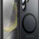 JETech Magnetic Case for Samsung Galaxy S24 Plus 5G, Compatible with MagSafe, Translucent Matte Back Shockproof Phone Cover (Black)