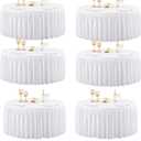 60Inch White Round Tablecloth,6 Pack Wrinkle Resistant 5ft Spandex Tablecloth,Washable Stretchy Polyester Table Cloth Round Cover for Dining Table,Wedding,Reception Banquet, Birthday Party, Buffet