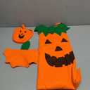 Halloween Kids Pumpkin Costume Set with Poncho, Hat and Treat Bag for Toddler Kids Youth