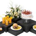 Wooden Display Risers,6PCS Jewelry and Accessories Risers for Jewelry Figurine 5in to 10in For Buffet Party Rustic Wood Cake & Cupcake Stands& Decor (Black, 5IN to 10IN)