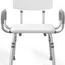 HOMLAND Shower Chair for Inside Shower with Arms and Back, 500 lbs Heavy Duty Shower Seat for Bathtub, Height Adjustable Safety Bath Seat for Elderly, Adults, Handicap and Disabled, White