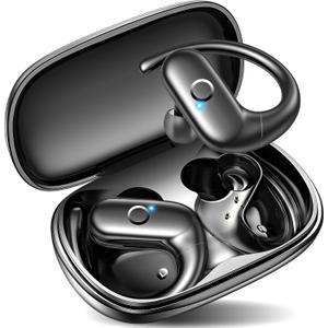 kurdene Wireless Earbuds Bluetooth Headphones Sport,Over Ear Buds with Deep Bass Sound,60Hrs Playtime Earphones Redesigned Comfort Fit with Earhooks for Running,Meeting,Workout-Black