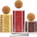 3Pcs Glass Jar with Round Ball Cork,Coffee Bean Jar Glass Cork Clear Glass Bottles with Cork Glass Canisters for Food, Coffee, Sugar, Spice, Tea,DIY (500ml / 700ml / 1000ml)