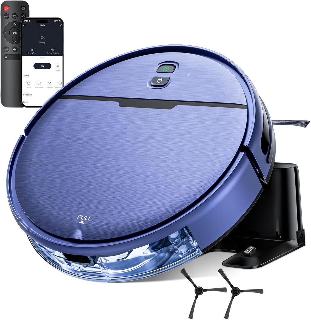 Robot Vacuum and Mop Combo, 2 in 1 Robot Vacuum Cleaner with WiFi/App, Smart Robotic Vacuums with Strong Suction, Schedule, Self-Charging, Slim, Quiet, Ideal for Hard Floor, Pet Hair, Low Pile Carpet