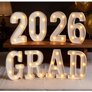 Graduation Decorations GRAD 2026 Light up Numbers Class of 2026 Decorations College Preschool Kindergarten High School Grad Party Decor Centerpieces LED Letters Sign Tables Wall Decor