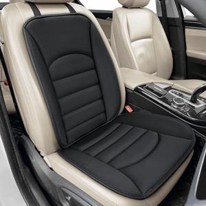 BOPUOVRE Memory Foam Car Seat Cushion with Breathable Fabric & Non-Slip Gel, Universal Fit for Car Truck Office Home 19.6x18x1.2 Black with Backrest