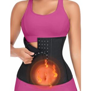 YADIFEN Waist Trainer for Women,Zipper Corset Body Shaper for Tummy Control Neoprene Cincher Sweat Sauna Vest Tank Top (Large, Black-breathable Latex With 4 Row of Hooks)