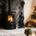 Lizh Metalwork Dark Knight Fireplace Tool Set,Black Cast Iron