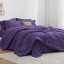 Love's cabin King Size Comforter Set Purple, 7 Pieces King Bed in a Bag, All Season Bedding Sets with 1 Comforter, 1 Flat Sheet, 1 Fitted Sheet, 2 Pillowcase and 2 Pillow Sham