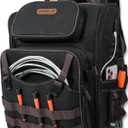 WELKINLAND 46-Pockets Electrician Backpack, Full-Open Tool Backpacks, Heavy Duty Tools Backpack, Waterproof Waxed-Canvas Tool Backpacks, HVAC, Mechanics Tools Bag