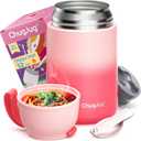 Thermo for Hot Food for Adults Kids | Wide Mouth, 26 oz Insulated Food Jar with Spoon, Leakproof Soup Thermo for School Office Travel, Thermal Steel Lunch Container Easy to Carry (Pink) (26 Fluid Ounces, Strawberry Milkshake)