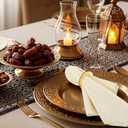 Qinyoung 12 Pcs Ramadan Napkin Rings Islamic Table Decor Napkin Buckles Eid Al Adha Mubarak Iftar Table Decoration for Ramadan Muslim Theme Party Supplies, Acrylic(Gold)