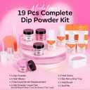 Modelones Dip Powder Nail Kit, 4 Colors Pink Glitter Spring Summer Dipping Starter Set with Liquid and Complete Accessories for French Nails Art Salon DIY at Home Manicure