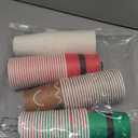 Funtery 100 Pieces Christmas Paper Cups Xmas Disposable Coffee Cups Snowflake Santa Snowman Elk Lights Christmas 9 Ounce Drinking Tea Paper for Daily Use Holiday (Bright Style)