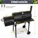 Barrel Charcoal Grill with offset Smoker(420.SQ.IN), Joyfair Large Outdoor BBQ Grills with Chimney Starter Set For Grilling, Smoking, Roasting, with Thermometer & Front Table, 6 S-Hooks & Clamp