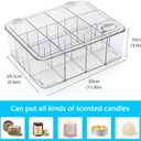 Candle Storage Organizer, 12 Slot Clear Acrylic Candlebox With Lid and Dividers, Holder for Scented Candles, Travel Candle Storage for Cabinet, Countertop, Closet and Home Shelf, 11.81*9.65*3.94 in