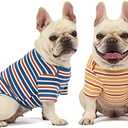 Knuffelen Dog Shirts Cotton Striped T-Shirt, Summer Pet Clothes for Small Dogs, 2-Pack Soft Puppy Apparel Cat Tee, Breathable Stretchy, Blue Yellow M