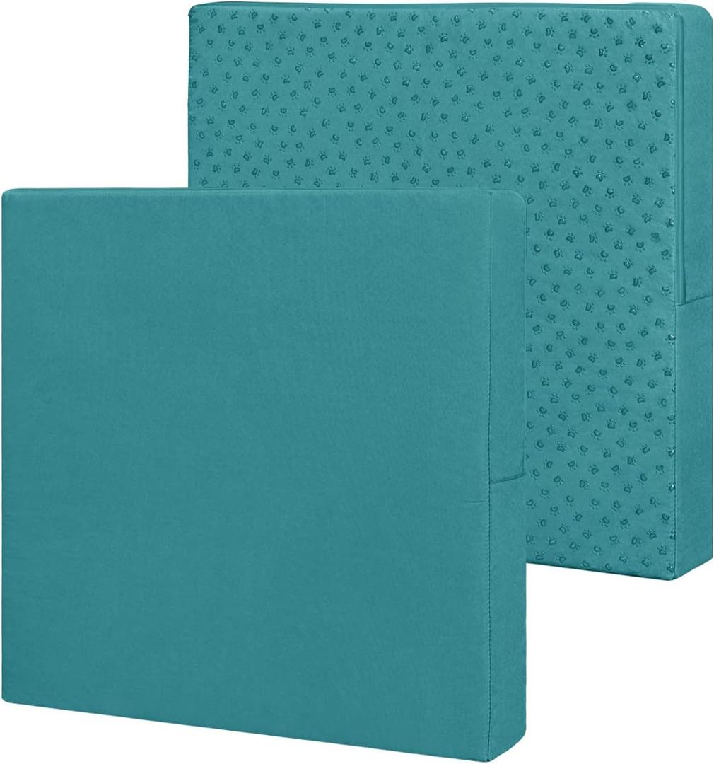 Easy-Going Waterproof Patio Cushion Covers 22x22x4 inch 2 Pack Replacement Non-Slip Outdoor Seat Cushion Slipcover with Zipper. Teal