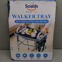 FANGSUN Walker Tray for Folding Walker Foldable Tray for Walkers with Side Pockets & Cup Holder, Spill-Proof, Easy Install with Straps, Fits Rolling Walkers with Side Bars, for Meals & Drinks
