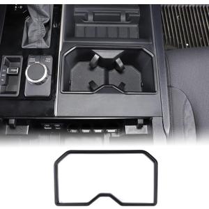 Aunginsy Front Seat Central Armrest Cup Holder Cup Trim Frame Compatible with Toyota Tundra/Sequoia 2022-2025 Car Center Console Cupholder Decorative Cover Protection Sticker ABS Interior Accessories (Matte Black(Front))