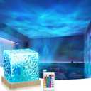 VoMii Ocean Wave Projector Light,16 Colors Luminorthe Cube Lamp with Dynamic Wave Effect, Northern Lights Projector Ambient Lighting with Remote for Bedroom, Classroom Decor