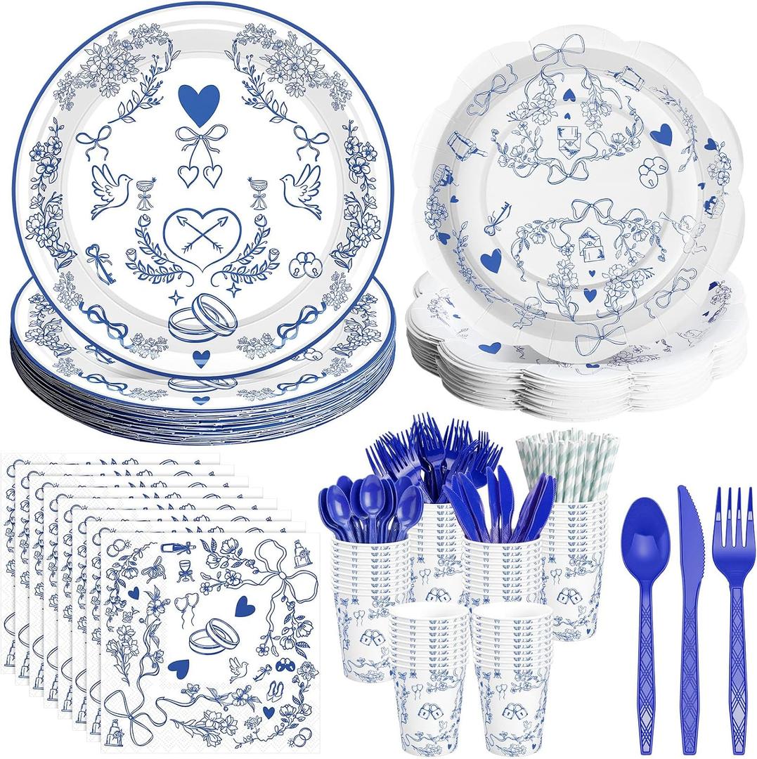 Zhehao 24 Sets Something Blue Bridal Shower Party Supplies Bachelorette