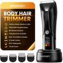 Spacekey Electric Body Hair Trimmer - IPX7 Waterproof Ball Trimmer for Men with LED Light, Wet/Dry Groomer, USB-C Rechargeable, Travel Bag Included - Men's Pubic, Groin and Body Shave