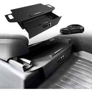 VaultsOnWheels for 2026+ Tesla New Model Y Juniper Front Seat Safe Gun Safe Vault Driver/Passenger Side Drawer Hidden Console Storage LockBox Anti-Theft Pry-Proof High Security