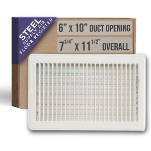 Fits 6x10 and 10x6 Duct Opening | Floor Register with Louvered Design by Handua | Heavy Duty Walkable Design with Damper | Floor Vent Grille | Easy to Adjust Air Supply Lever | Off White