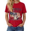 Huukeay Womens Patriotic Crew Neck Shirts, Red, Statue of Liberty, X-Large (Red, XL)