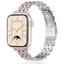 VISOOM Apple Watch Se 11~1 Bands Iwatch 44/45/46/42mm for Women Silver Rose