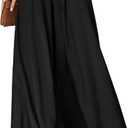 Dokotoo Pants for Women Casual Elastic Waist Wide Leg Pants with Pockets (Large, 1Black)