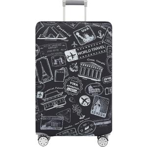Travelkin Luggage Covers For Suitcase Tsa Approved,Suitcase Cover Protector Fit 26-28 Inch Luggage (World Marks-Grey)