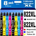 822XL Remanufactured for Epson 822XL Ink Cartridges 822 XL T822 for Workforce Pro WF-3820 WF-3823 WF-4820 WF-4830 WF-4833 WF-4834 Printer 8 Pack 2 Black 2 Cyan 2 Magenta 2 Yellow
