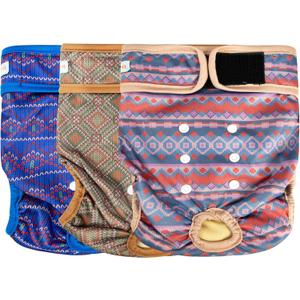 Langsprit Washable Female Dog Diapers - Doggie Reusable Diapers for Doggy Puppy Female in Period - Highly Absorbent Dog Heat Panties Plaid-1, M