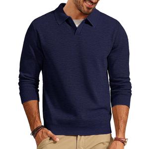 PJ PAUL JONES Mens Sweater Long Sleeve V Neck Pullover Sweater Knitted Textured Sweater (Medium)