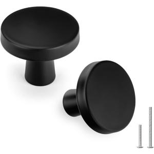 goldenwarm 5 Pack Matte Black Cabinet Knobs for Kitchen Hardware Handles Round Dresser Drawer Knob for Closet Bifold Modern Cabinets Pulls,1.27 Inch
