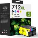 712XL 712 Ink Cartridges High Yield Replacement for 712 DesignJet Ink Cartridge 712XL 712 Black and Color for HP DesignJet T210 Ink T650 T630 T250 T230 Printer (4 Pack, 1BK/1C/1M/1Y)