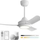 36 Inch Ceiling Fans with Lights,Ceiling Fan with Light and Remote Control Smart Ceiling Fan,Noiseless Reversible DC Motor,3 Blade Ceiling Fans 6-Speed 3 CCT,Ceiling Fan for Indoor/Outdoor, 36inch white