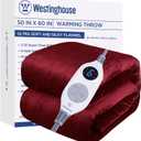 Westinghouse Electric Blanket Heated Throw, Super Cozy Soft Flannel 50"" x 60"" Heated Throw with 6 Fast Heating Levels & 2-10 Auto-Off, Machine Washable, ETL&FCC Certification, Home Office Use, Red