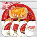 Grencian 96Pcs Happy 7th Birthday Party Supplies Cartoon Anime Themed Paper Plates and Napkins Tableware Sets Red and White Decoration for 7 Year Old Birthday Kids Children Party Serves 24