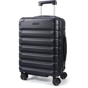 LIGHT FLIGHT Carry On Luggage 22x14x9 Airline Approved, Expandable Carry On Suitcases with Wheels, Lightweight Luggage, Durable Hard Shell 20 Inch Rolling Suit Case for Men Women Travel Black