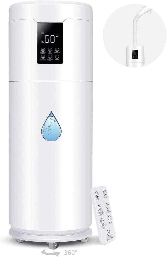 Humidifiers for Large Room Home Bedroom 2000 sq.ft. 17L/4.5Gal Large Humidifier with Extension Tube & 4 Speed Mist,Top Fill Wholehouse Humidifier with 360Nozzle for Plant Office Commercial Greenhouse (White)