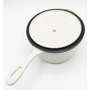 Sauce Pan, Enameled Cast Iron Saucepan Dutch Oven Pot with Lid, Small Cooking Sauce Pot, Nonstick & Oven Safe – White
