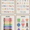 ZPJLRFC 4Pcs Nursery Classroom Canvas Wall Art Educational Preschool Learning Posters Artwork Shapes Colors Numbers Alphabet Painting Pictures Wall Decor for Playroom Home Decoration 8x10in Unframed