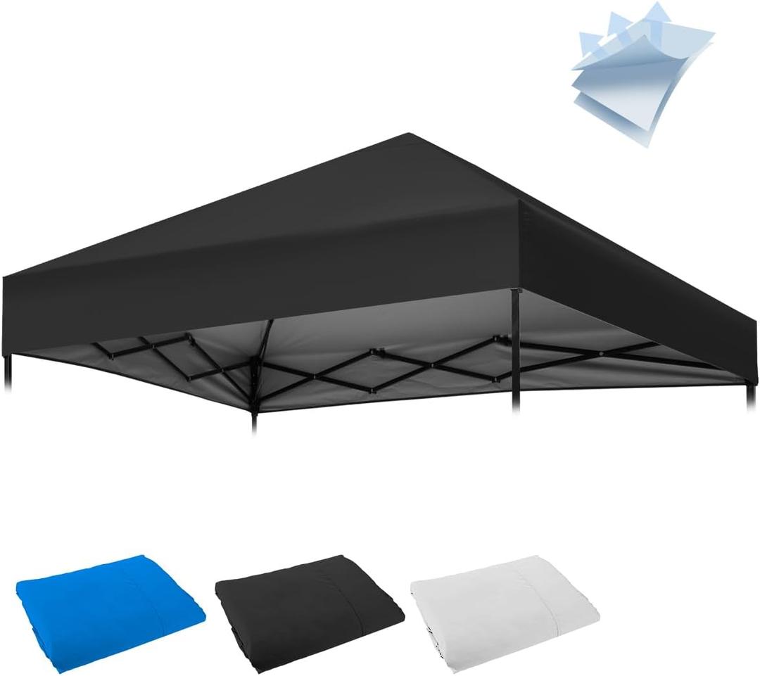10 x 10FT Canopy Tent Replacement Top, Instant Pop Up Canopy Straight Leg Replacement Cover for Outdoor Garden Picnic, Camping (Off-Black)