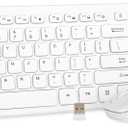 Wireless Keyboard and Mouse Combo - Rii Standard Office PC Keyboard and Optical Wireless Mice (White)