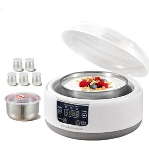 Genuine sealjoyous Yogurt Maker 1-36 hours multi-functional constant temperature yogurt machine,32-45 degrees adjustable, automatic digital LCD display 1.2 liters capacity(With 5 Cups) Genuine sealjoyous Yogurt Maker 1-36 hours multi-functional constant temperature yogurt machine,32-45 degrees adjustable, automatic digital LCD display 1.2 liters capacity(With 5 Cups)