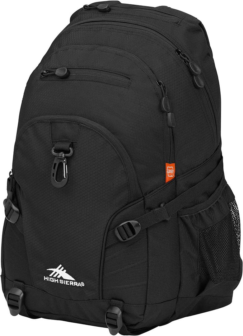 High Sierra Loop Backpack, Travel, or Work Bookbag with tablet sleeve, One Size, Black