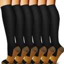 Bluemaple 6 Pack Copper Compression Socks for Women and Men Circulation-Best Support for Medical, Running,Nursing,Athletic (Large-X-Large)